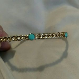 Melinda Maria Jewelry - Gold Chain Link Turquoise-Colored Bangle Melinda Maria Jewelry - Gold Chain Link Turquoise-Colored Bangle